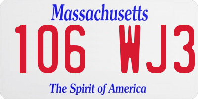 MA license plate 106WJ3