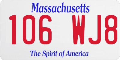 MA license plate 106WJ8