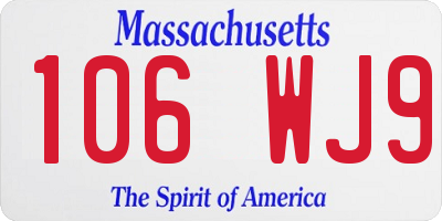 MA license plate 106WJ9