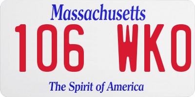 MA license plate 106WK0
