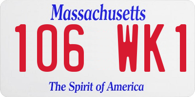 MA license plate 106WK1