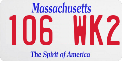 MA license plate 106WK2