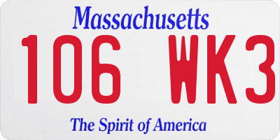 MA license plate 106WK3