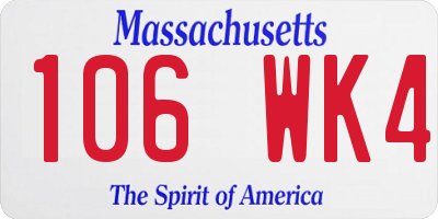 MA license plate 106WK4