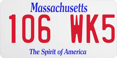 MA license plate 106WK5