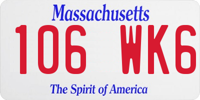 MA license plate 106WK6