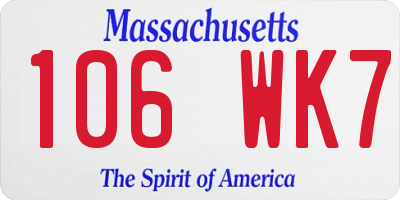 MA license plate 106WK7