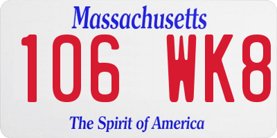 MA license plate 106WK8