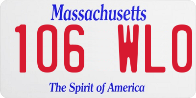 MA license plate 106WL0