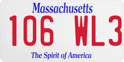 MA license plate 106WL3