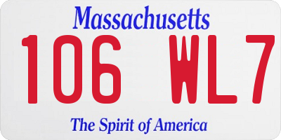 MA license plate 106WL7