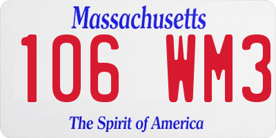 MA license plate 106WM3