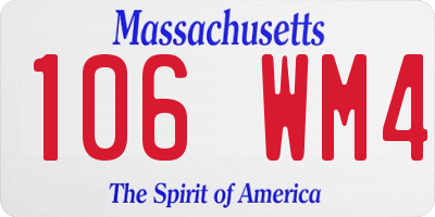 MA license plate 106WM4