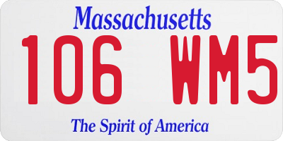 MA license plate 106WM5