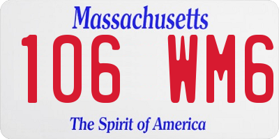 MA license plate 106WM6