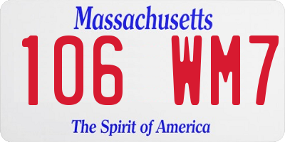 MA license plate 106WM7