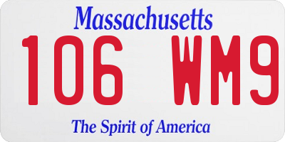 MA license plate 106WM9