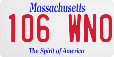 MA license plate 106WN0