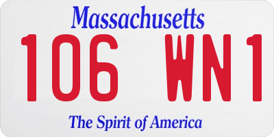 MA license plate 106WN1