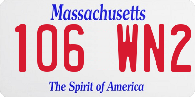 MA license plate 106WN2