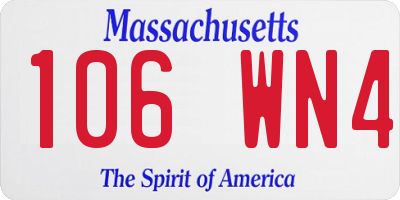 MA license plate 106WN4