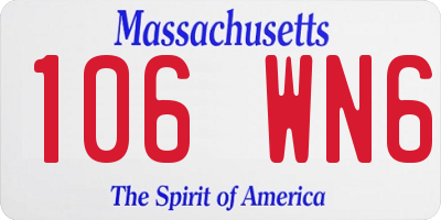 MA license plate 106WN6