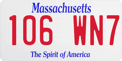 MA license plate 106WN7