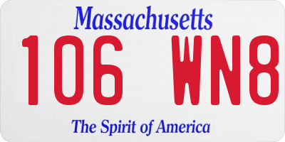 MA license plate 106WN8
