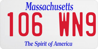 MA license plate 106WN9
