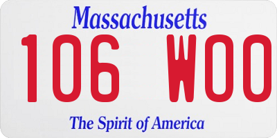MA license plate 106WO0