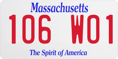 MA license plate 106WO1