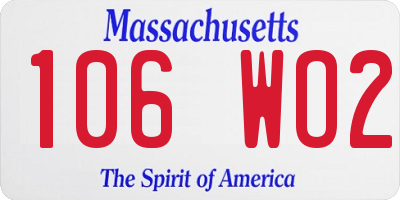 MA license plate 106WO2