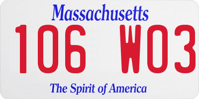 MA license plate 106WO3