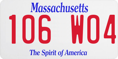 MA license plate 106WO4