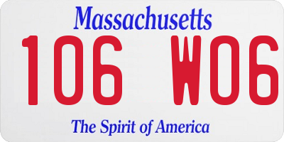 MA license plate 106WO6
