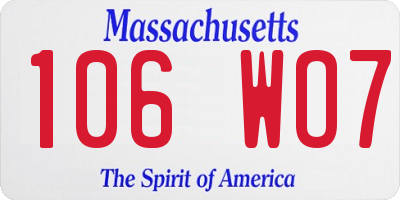 MA license plate 106WO7