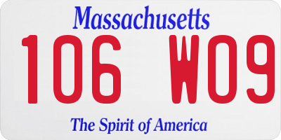 MA license plate 106WO9
