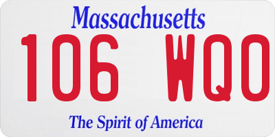 MA license plate 106WQ0