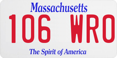 MA license plate 106WR0