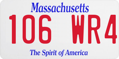 MA license plate 106WR4