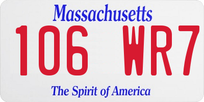 MA license plate 106WR7