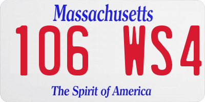 MA license plate 106WS4