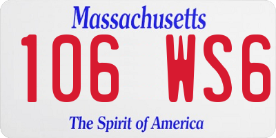 MA license plate 106WS6