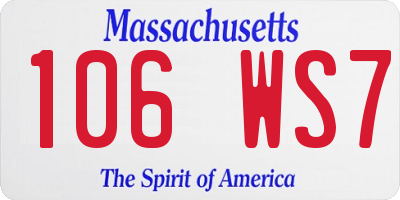 MA license plate 106WS7