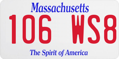 MA license plate 106WS8