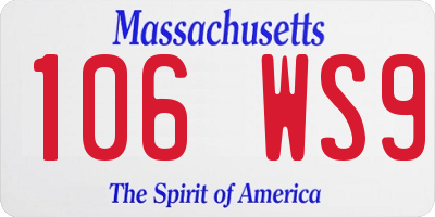 MA license plate 106WS9