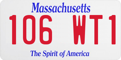 MA license plate 106WT1