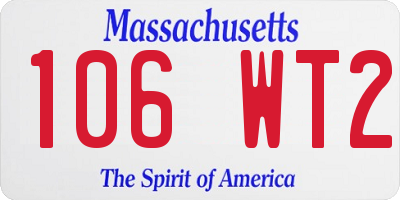 MA license plate 106WT2