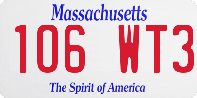 MA license plate 106WT3