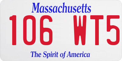 MA license plate 106WT5